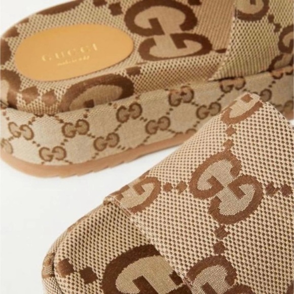 GUCCI Angelina GG jumbo logo platform slides sandals - Picture 4 of 4